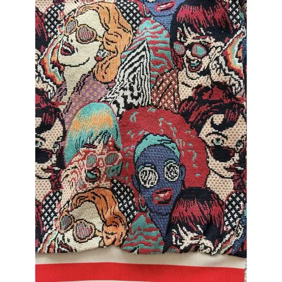 V.I.P. Collection Men's Multi Faces Jacquard Varsity Bomber Jacket Size L